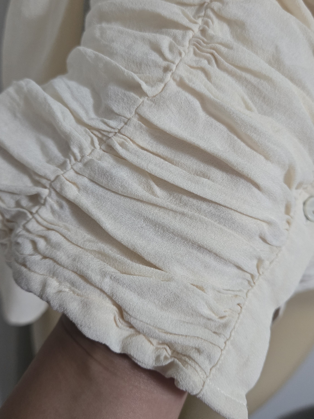 Talbots Cream Ruffled Button-Down Blouse - Picture 6 of 10